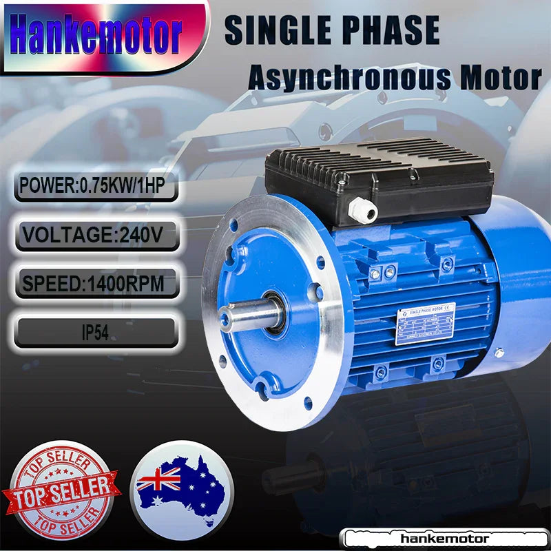 Brand-new B5 mounting FLANGE 4P 0.75kw 1HP shaft 19mm Electric motor single-phase cement mixer - Hankemotor - AU