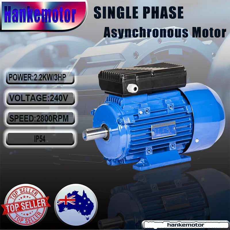 2P 2800RPM 2.2kw 3HP shaft 24mm Electrical motor single phase 240v Hoists Winch REVERSIBLE Air Compressor - Hankemotor - AU