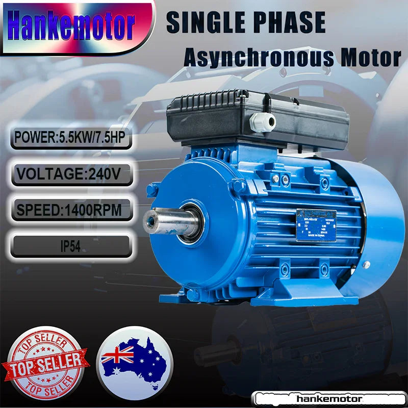 2P 5.5kw 7HP shaft 38mm Electrical motor single-phase 240v suitable for water pump and fan equipment - Hankemotor - AU