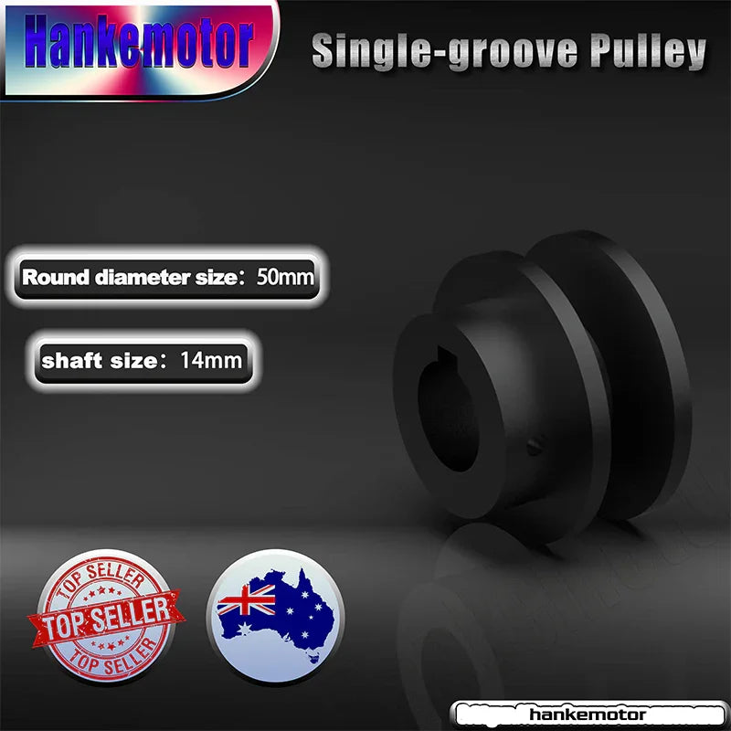 Outer Diameter 50mm Single groove Pulley shaft size 14mm for electric motor Cast Iron Made - Hankemotor - AU