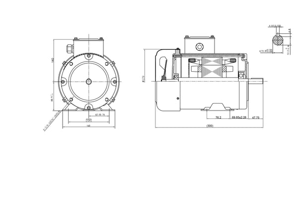 Three Phase NEMA Electric Motor 415V 0.75kW 1HP 1400rpm FRAME 56 1Ph C ...