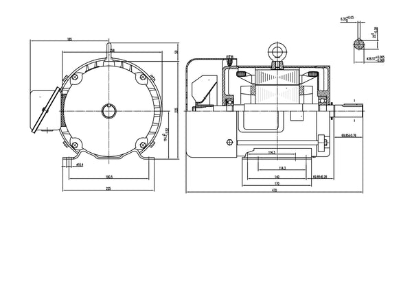 Three Phase NEMA Electric Motor 415V 3.7kw 5HP 1400rpm Frame 184T TEFC ...