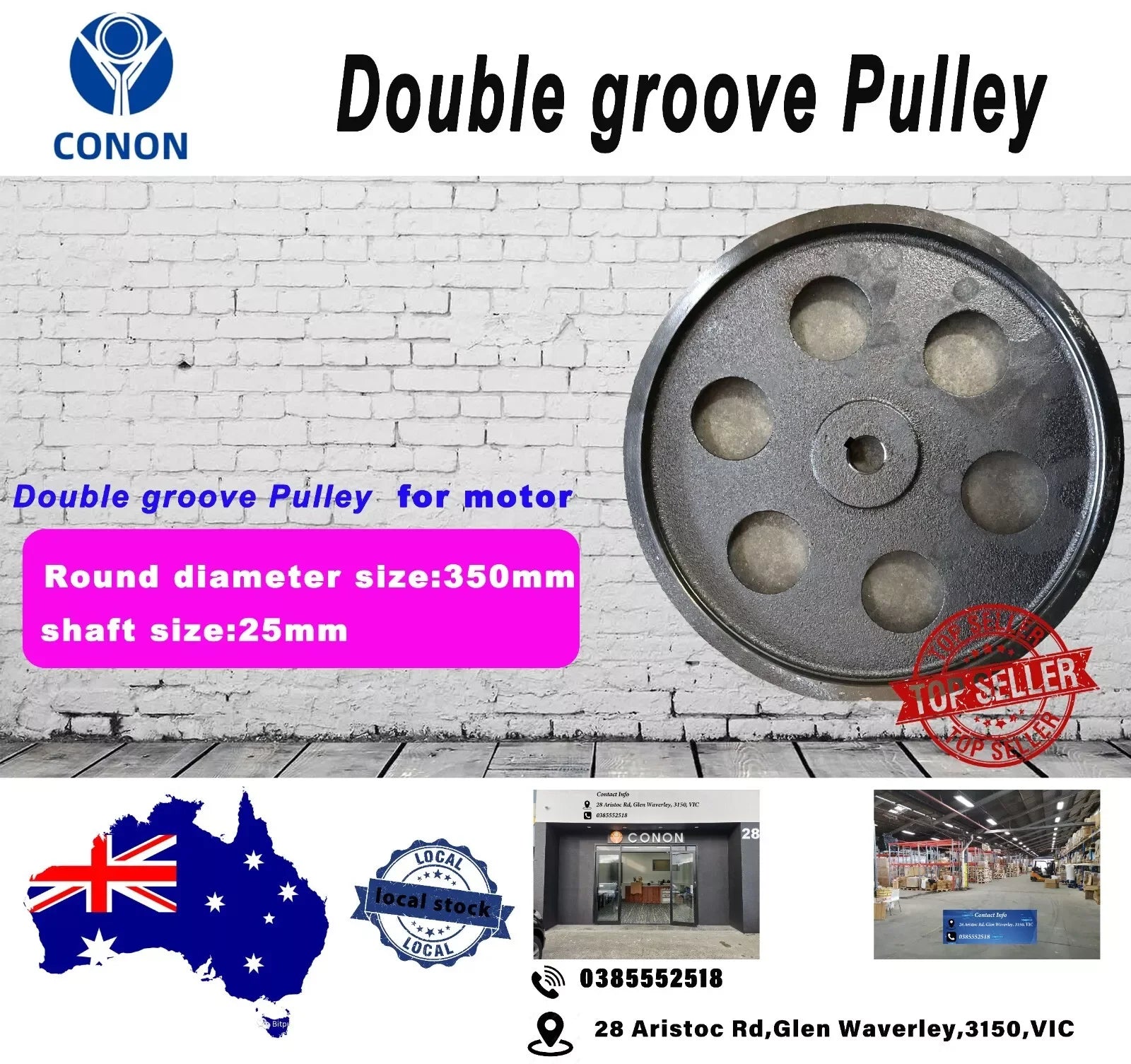 Pulley 350mm shaft size 25mm 1