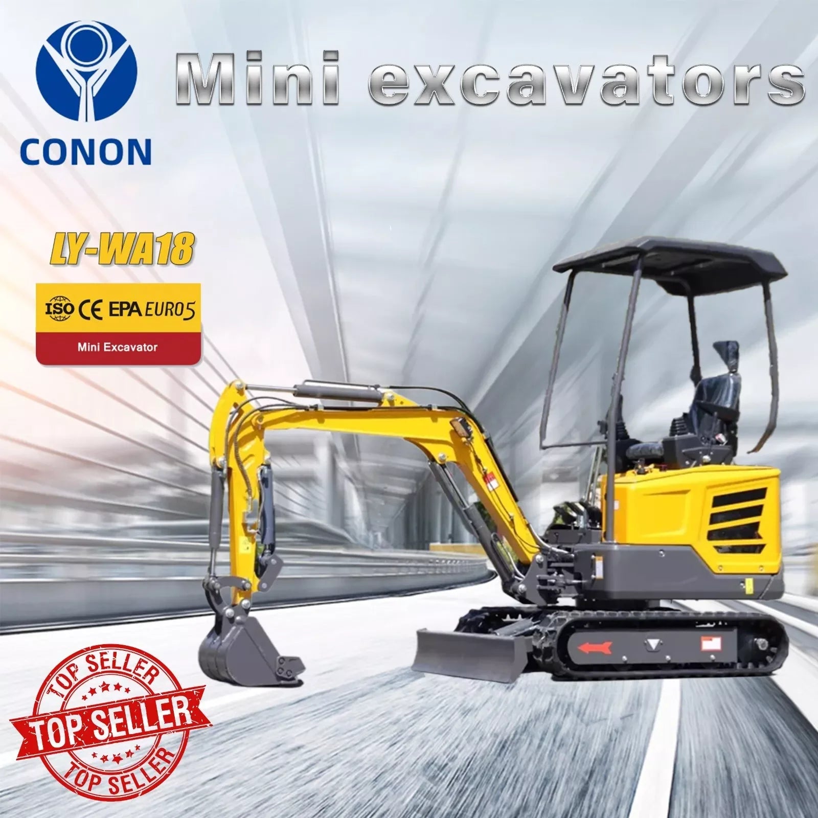 Brand NEW MINI Excavator DIESEL Engine 1.8T in Red and Yellow Color - Hankemotor - AU