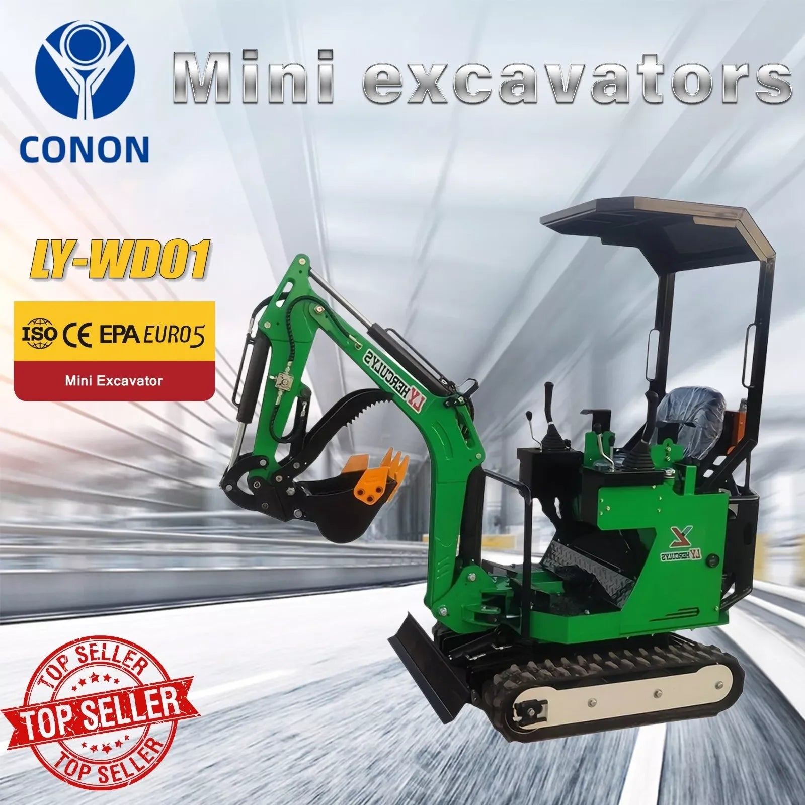 Brand NEW MINI Excavator DIESEL Engine 1T in Red and Green Color - Hankemotor - AU