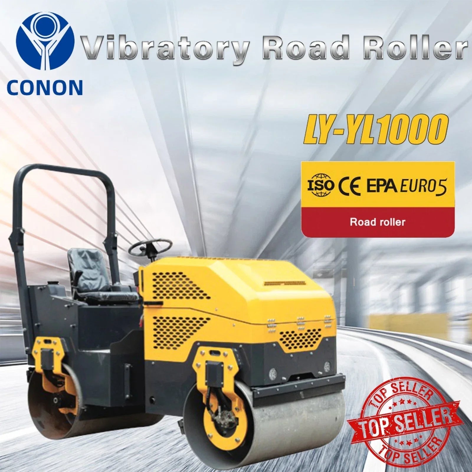 LY-YL1000 Full Hydraulic 2T Small Roller Dual Drive Vibrating Backfill Compactor - Hankemotor - AU