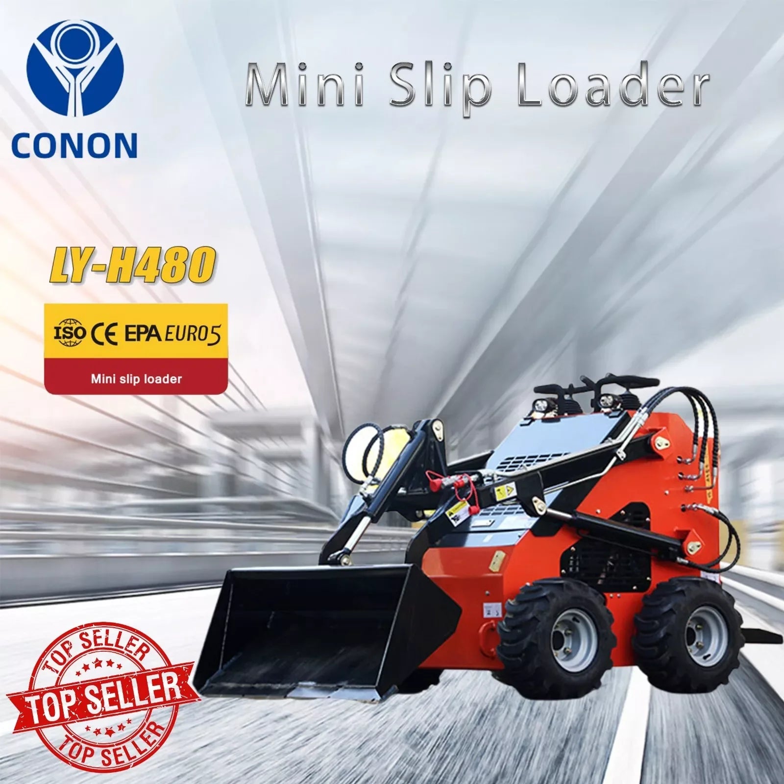 The 480 Mini Skid Steer Loader 23.5 hp is equipped with a Runtone gasoline engin - Hankemotor - AU