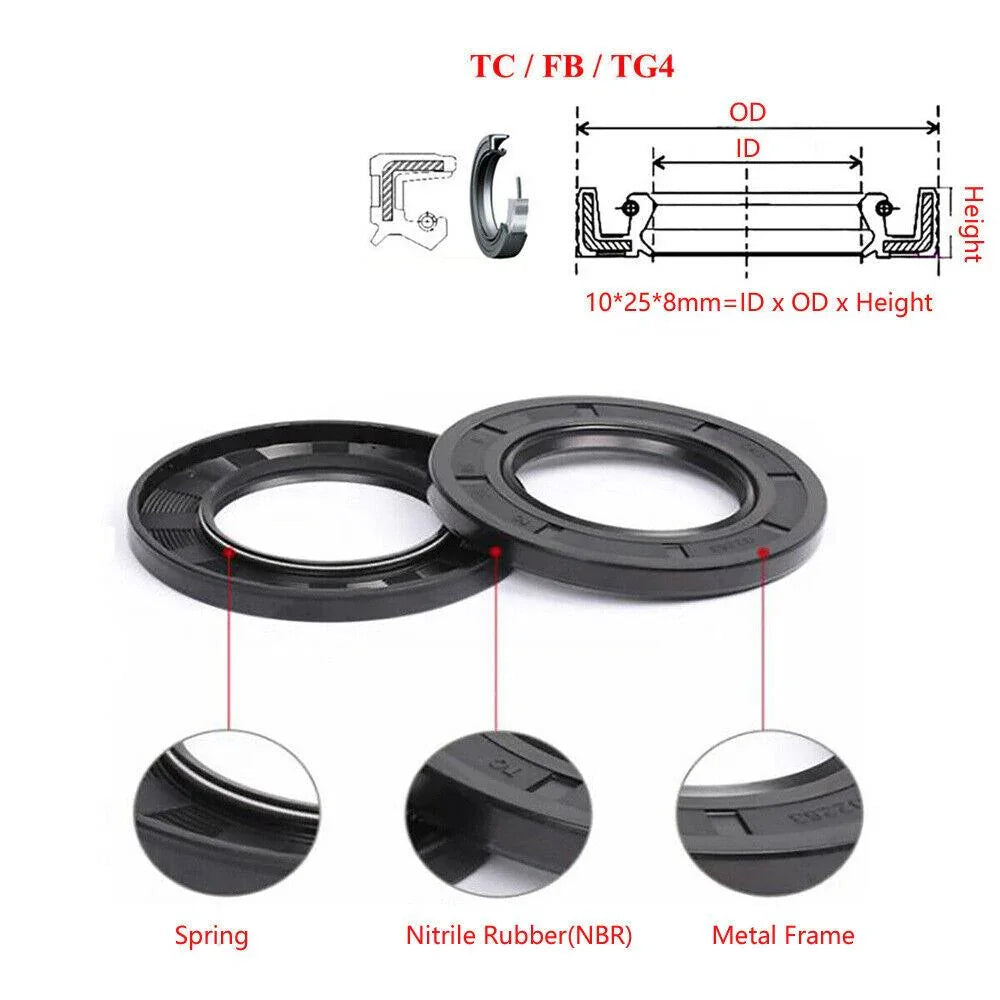 Skeleton Oil Seal Ring ID 12-62mm Rubber Rotary Shaft Double Lip Ring - Hankemotor - AU