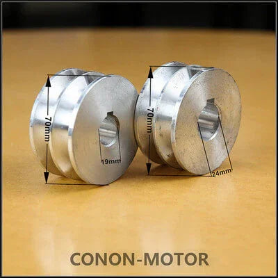 Outer Diameter 70mm Aluminum Double-groove Pulley shaft size 19mm for electric motor - Hankemotor - AU