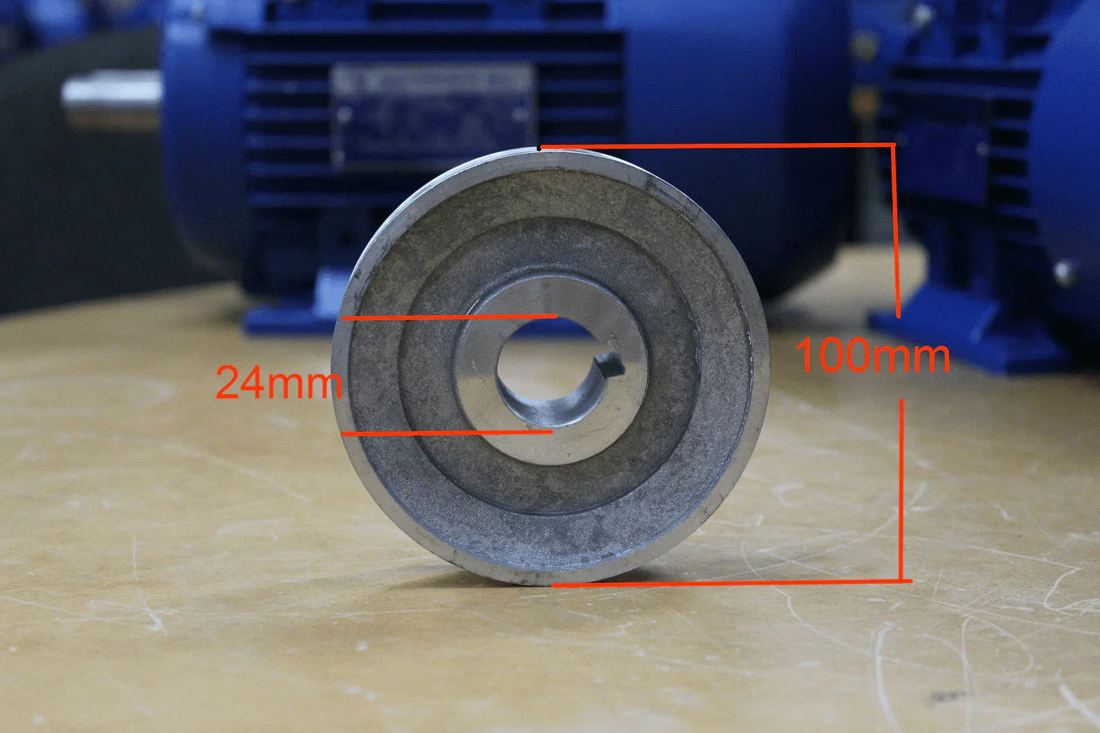 Outer Diameter 100mm Aluminum Single-groove Pulley shaft size 24mm for electric motor - Hankemotor - AU
