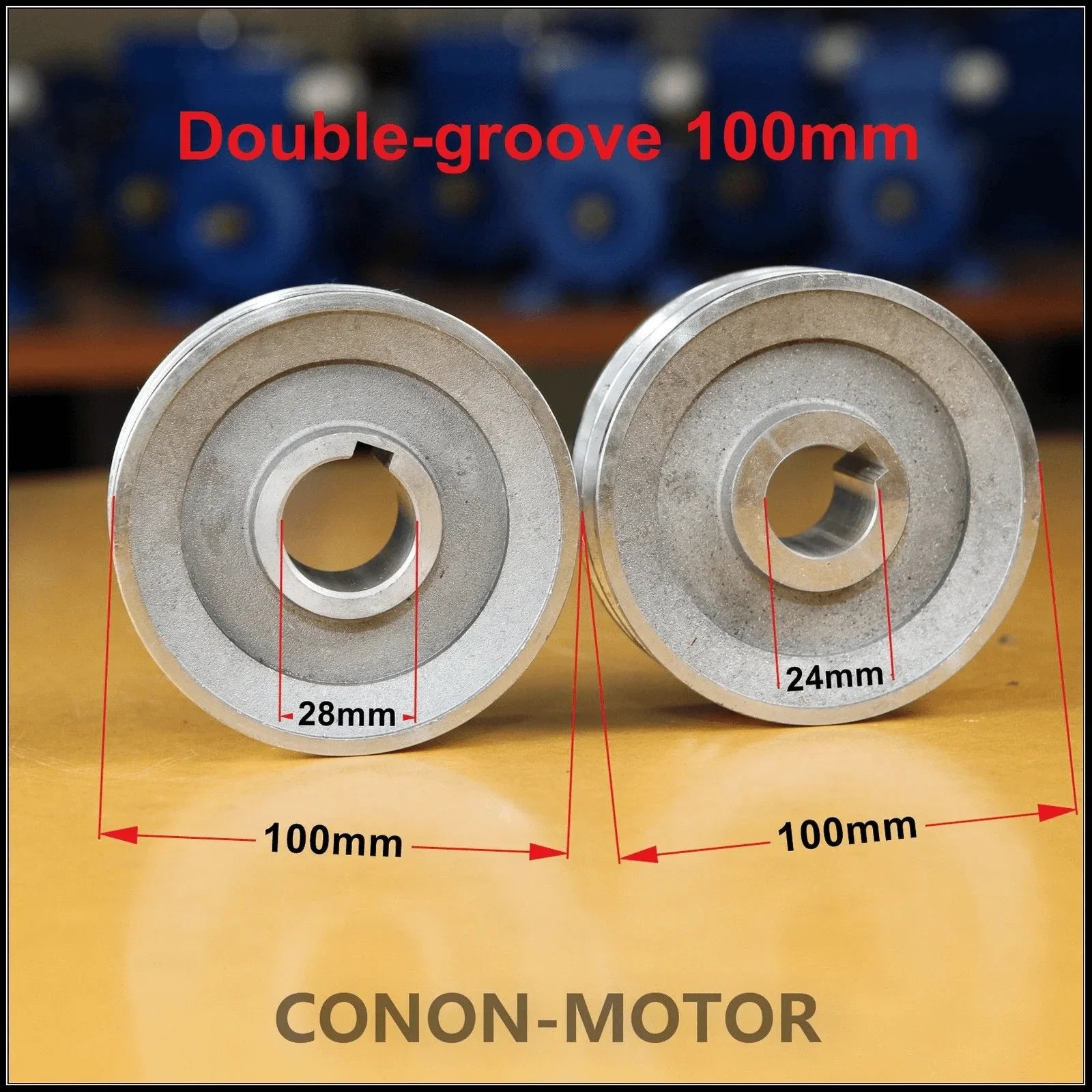 Outer Diameter100 Aluminum Double-groove Pulley shaft size 28mm - Hankemotor - AU