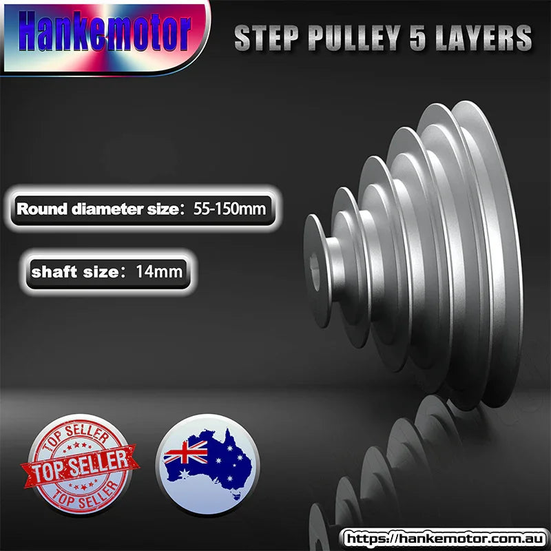 Aluminum Alloy STEP PULLEY 5 LAYERS shaft 14mm lathe use - Hankemotor - AU