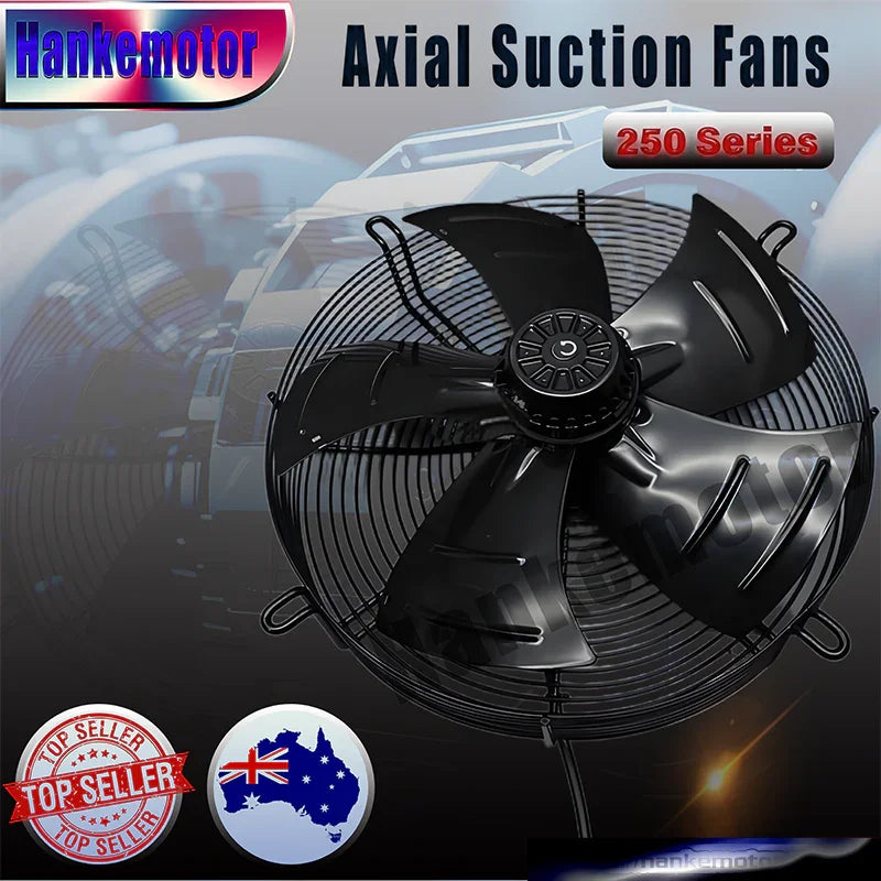 YWF4E 250mm 2pole Suction Axial Fan - Fits Evaporative Refrigerators 2850rpm 1-Phase 240V - Hankemotor - AU