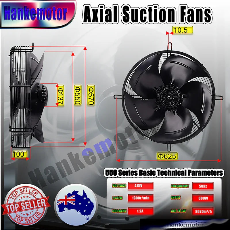 4pole 1400rpm Axial Fan YWF4D 550m... | HankeMotor Australia