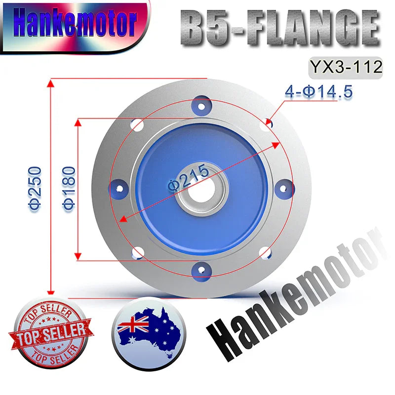 Electric motor 112 Frame B5 Flange shaft 28MM YX3 SERIES Three phase motor - Hankemotor - AU