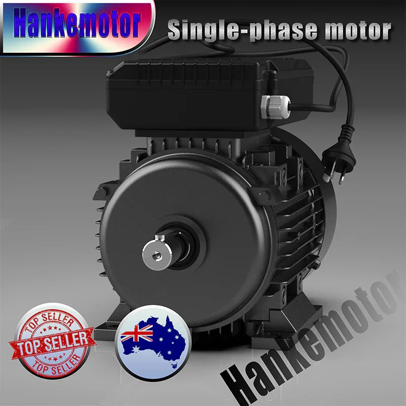 240V Single-Phase 5HP (3.7kW) 4-Pole REVERSIBLE Motor 1400rpm Pre-Wired with Cable - Hankemotor - AU