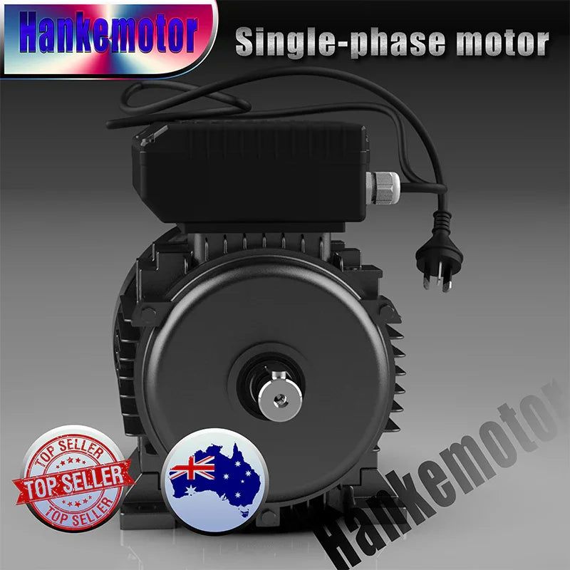 240V Single-Phase 5HP (3.7kW) 4-Pole REVERSIBLE Motor 1400rpm Pre-Wired with Cable - Hankemotor - AU